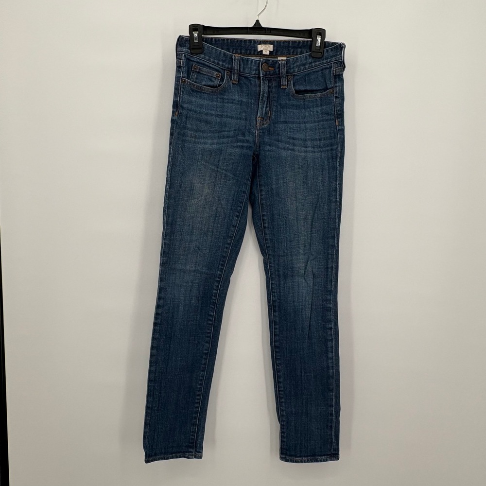 J.Crew Womens Skinny Stretch Jeans Dark Indigo Blue Denim Size 26 Mid Rise